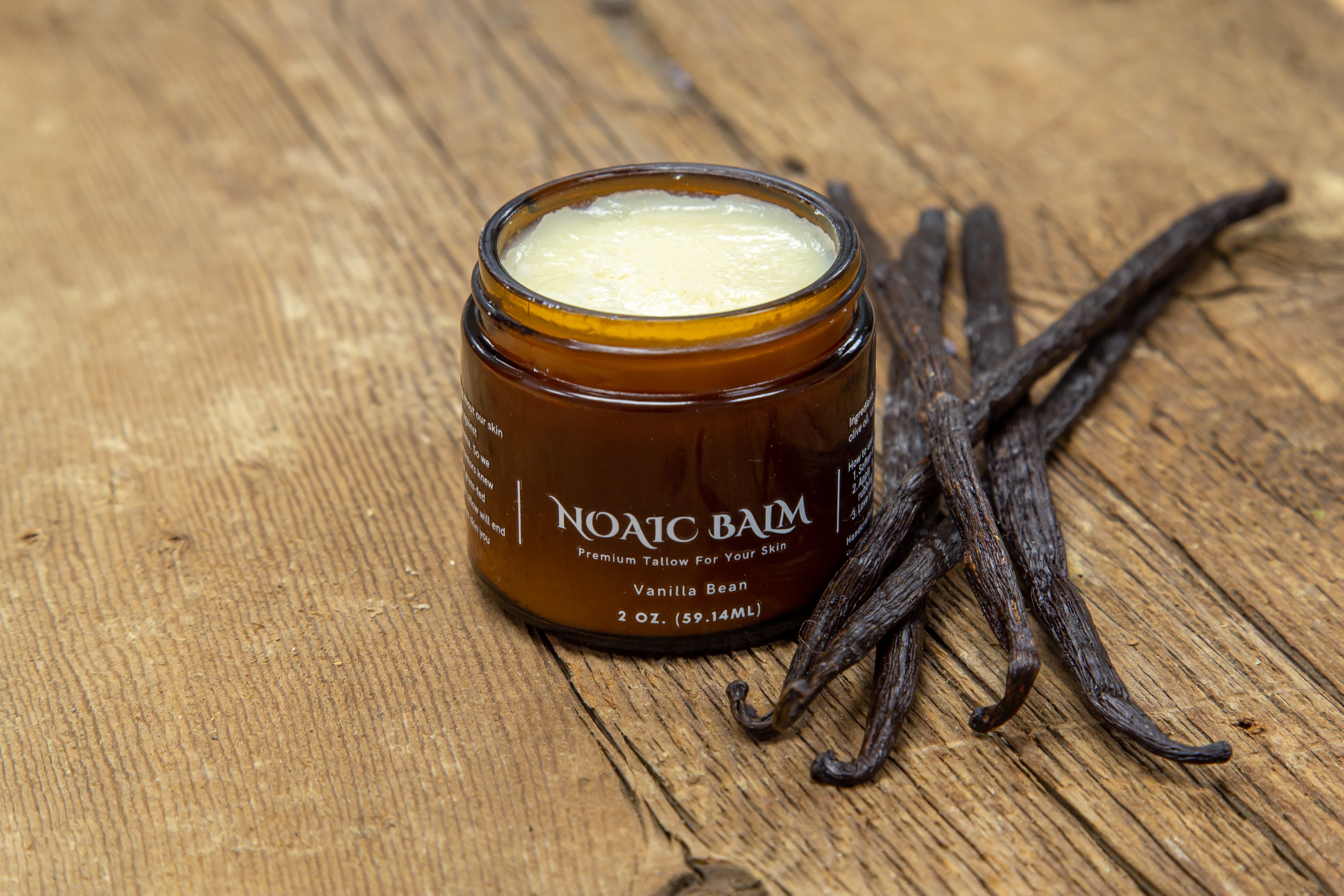 Vanilla Bean grass-fed tallow balm jar by Noaic Balm