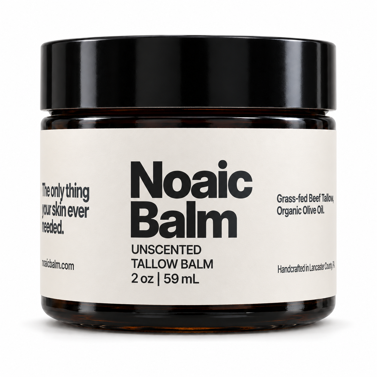 Noaic Standard Tallow Balm unscented 2 oz jar made with grass-fed beef tallow